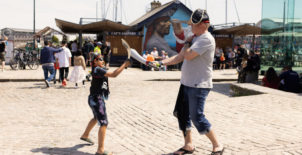 Sword fighting at Pirates Weekend in Plymouth